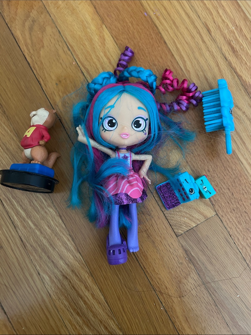 Kids Shopkins doll set - Turquoise & Pink Hair Fashion Doll